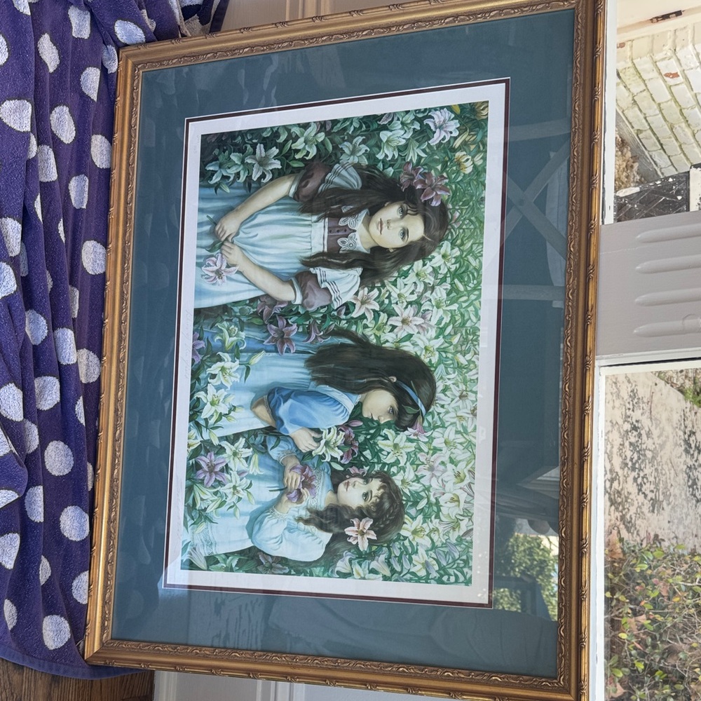 1984 Pati Banister signed framed print 299/663 Lillies of the Field